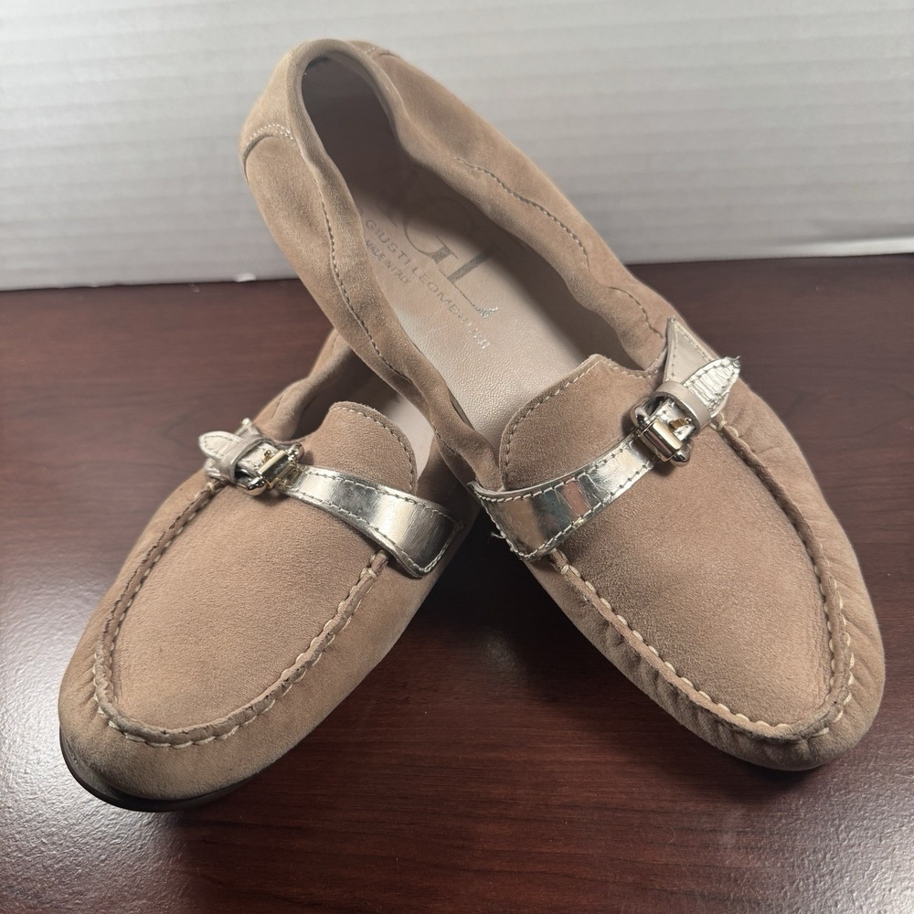 AGL Attilio Giusti Leombruni Women’s Taupe Leather Loafer Flats Slip On 38.5/7.5